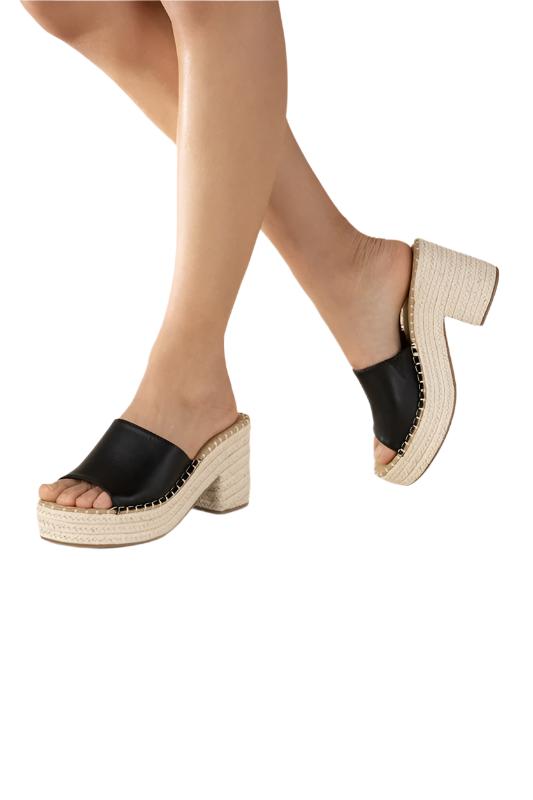 LOCK-1 Espadrille Mule Heels