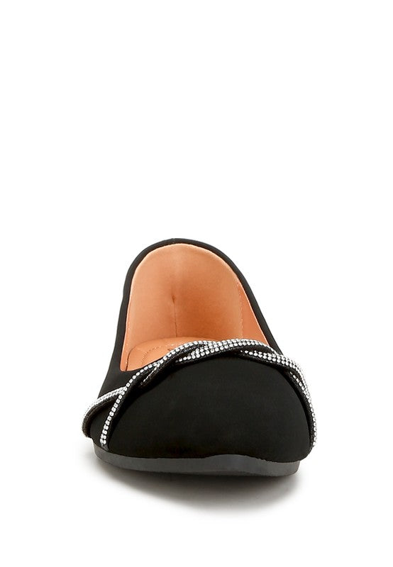 Playasu Rhinestone Faux Leather Ballerinas