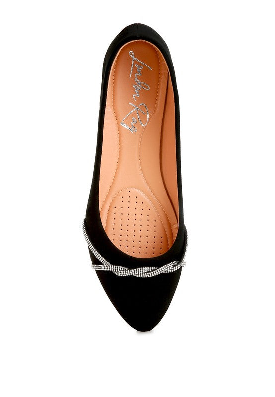 Playasu Rhinestone Faux Leather Ballerinas