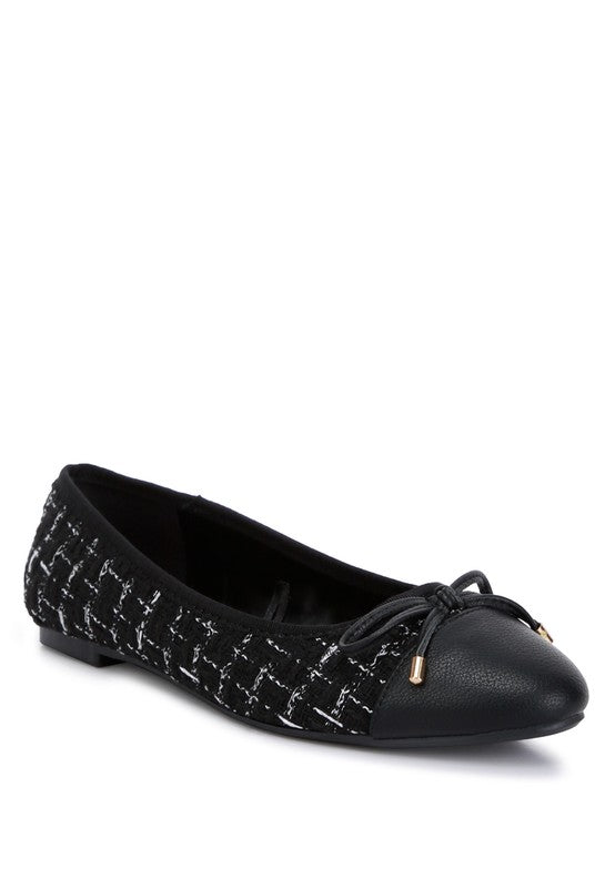 Junpey Plaid Tweed Ballet Flats