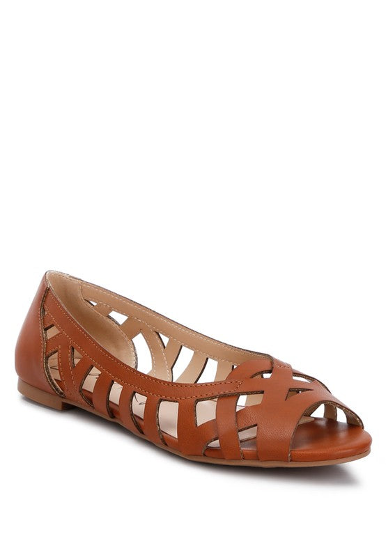 Moira Woven Peep Toe Flats